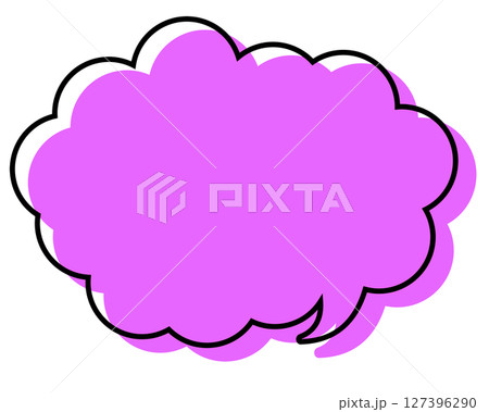 シンプルな線がずれた吹き出し　丸みのある雲形 127396290