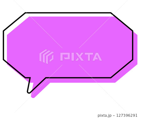 シンプルな線がずれた吹き出し　細長い八角形 127396291