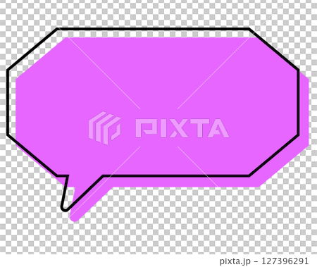 シンプルな線がずれた吹き出し　細長い八角形 127396291