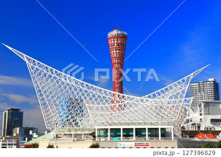 【兵庫県】改装後のポートタワーと神戸メリケンパーク 【兵庫県】改装後のポートタワーと神戸メリケンパーク 127396829