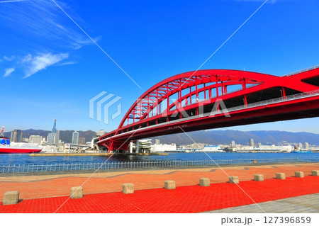 【兵庫県】快晴の神戸大橋 127396859