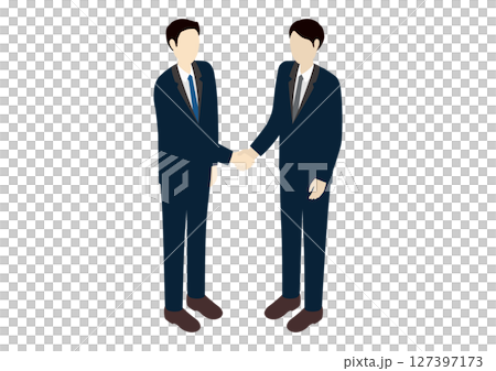 Isometric illustration of businessmen in suits shaking hands 127397173