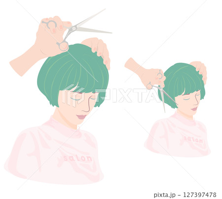 美容室でのカットシーン 127397478