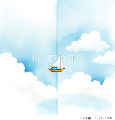 空に浮かぶ船のファンタジー風景画像 空に浮かぶ船のファンタジー風景画像 127397490