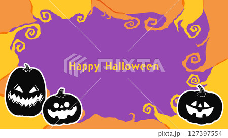 不気味なツリーとハロウィンのかぼちゃのフレームイラスト 不気味なツリーとハロウィンのかぼちゃのフレームイラスト 127397554