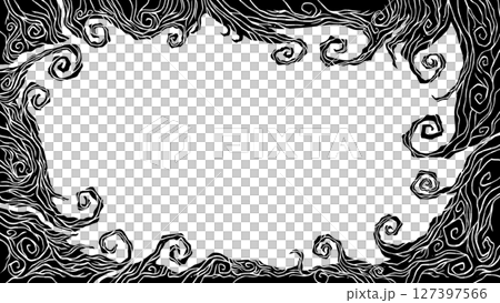 Creepy dead tree line drawing_frame background illustration material Creepy dead tree line drawing_frame background illustration material 127397566