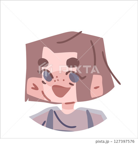 Cartoon Avatar With Happy Girl 127397576