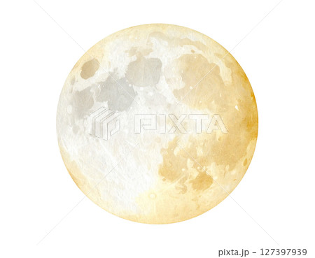 金色の満月のイラスト素材 127397939
