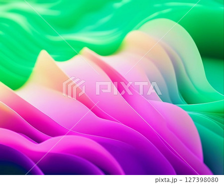Waves of soft pastel colors intertwine, merging shades of pink, green, and blue. The fluidity and gentle motion evoke a tranquil and artistic atmosphere, inspiring imagination Generative AI 127398080