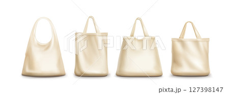 Cream tote bag mockup set 127398147