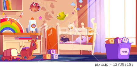 White cat chases black mouse across wooden crib White cat chases black mouse across wooden crib 127398185