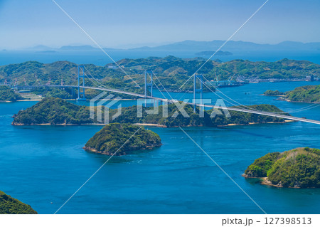 《愛媛県》来島海峡大橋・亀老山展望台の眺め 127398513