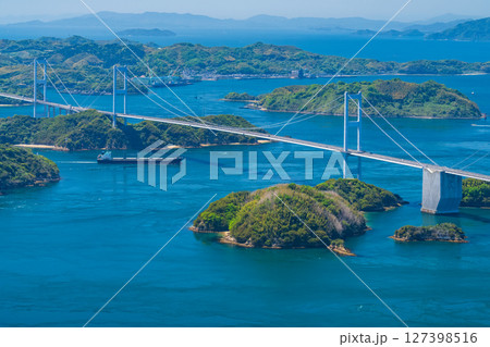 《愛媛県》来島海峡大橋・亀老山展望台の眺め 127398516