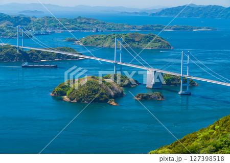 《愛媛県》来島海峡大橋・亀老山展望台の眺め 127398518