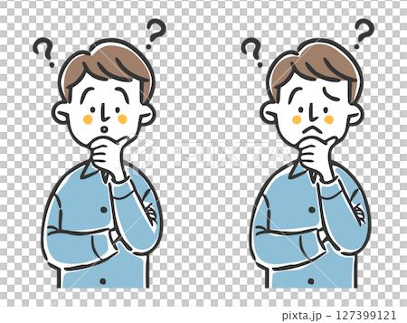 疑問を持つ男性　上半身　ベクター 127399121