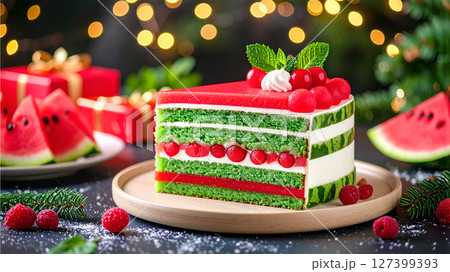 クリスマス　スイカケーキ 127399393