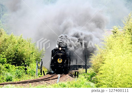 SLやまぐち号　JR山口線　撮影名所　徳佐Sカーブを驀進 127400111