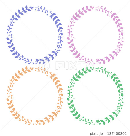 やさしいパステルの植物リース素材セット（ブルー・ピンク・オレンジ・グリーン） 127400202