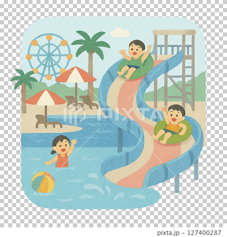 夏のお出掛けスポットイラスト 127400287