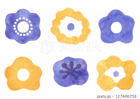 水彩　北欧柄　花の模様　セット 127400758