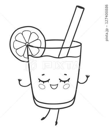 Cute lemonade glass with slice 127400886