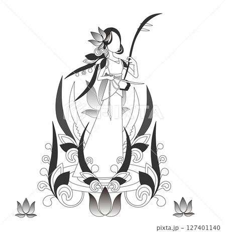 二胡を弾く女性 127401140