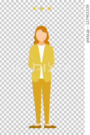 向量圖:一位憂心忡忡的老年婦女交叉雙臂 向量圖:一位憂心忡忡的老年婦女交叉雙臂 127401339