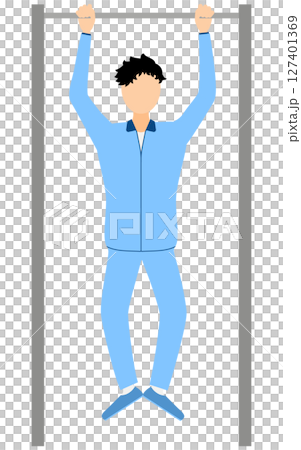 向量圖的一名身穿運動服的男子做引體向上 向量圖的一名身穿運動服的男子做引體向上 127401369