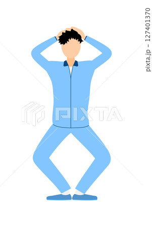 スクワットするジャージ姿の男性のベクターイラスト 127401370