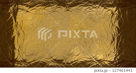 A smooth, wavy gold-toned surface with a metallic sheen 127401441
