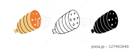 Sausage icon set. Fresh raw sausages. Vector illustration. Sausage icon set. Fresh raw sausages. Vector illustration. 127401640