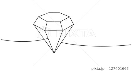 Diamond gem one line continuous drawing. Luxury gemstone crystal. Vector illustration Diamond gem one line continuous drawing. Luxury gemstone crystal. Vector illustration 127401665