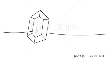 Glow gemstone one line continuous drawing. Luxury gemstone crystal. Vector illustration 127401681