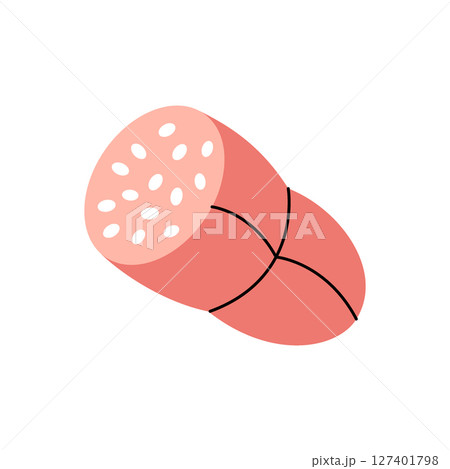 Beef sausage. Butchery sausages menu. Vector illustration. 127401798
