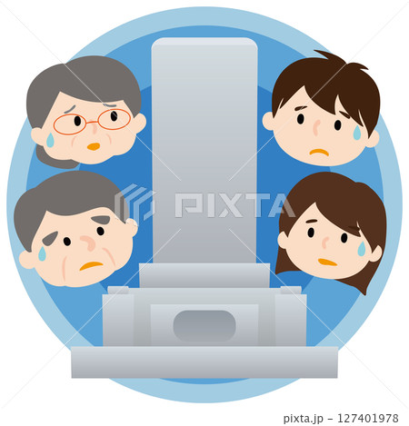 墓じまいについて考える家族のベクターイラスト 127401978