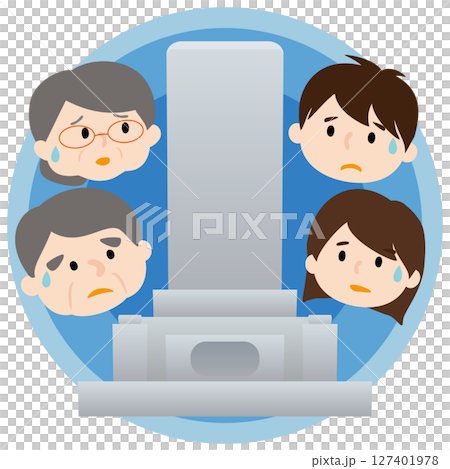 墓じまいについて考える家族のベクターイラスト 127401978