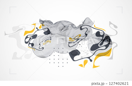 Abstract art wireframe background. Modern science or technology art elements. Surface illustration. Vector. 127402621