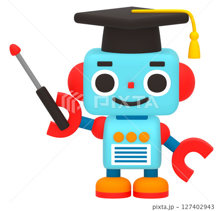 角帽をかぶった可愛いロボット 角帽をかぶった可愛いロボット 127402943
