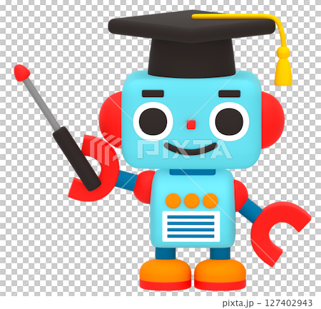角帽をかぶった可愛いロボット 角帽をかぶった可愛いロボット 127402943