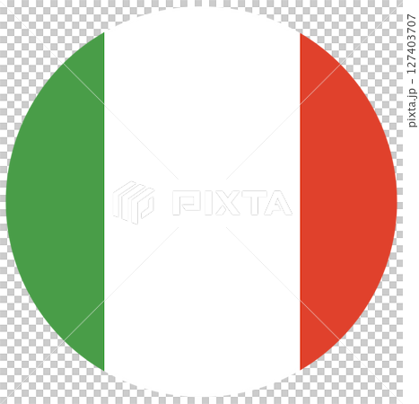 The flag of Italy in circle shape, icon. Standard colors. The flag of Italy in circle shape, icon. Standard colors. 127403707
