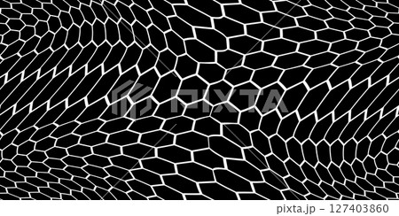 3D undulating structure composed of graphene carbon atoms arranged in a honeycomb pattern forming seamless bg 127403860