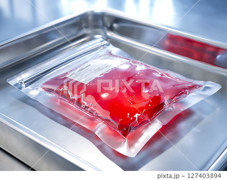人工血液の入った輸血パックのイメージ素材 127403894
