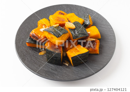 Roasted Kabocha Squash on a White Background 127404121