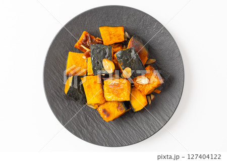 Roasted Kabocha Squash on a White Background 127404122