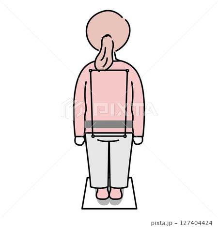 姿勢測定をする女性後ろ姿 姿勢測定をする女性後ろ姿 127404424