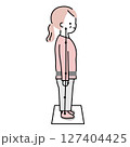 姿勢測定をする女性横向き 127404425