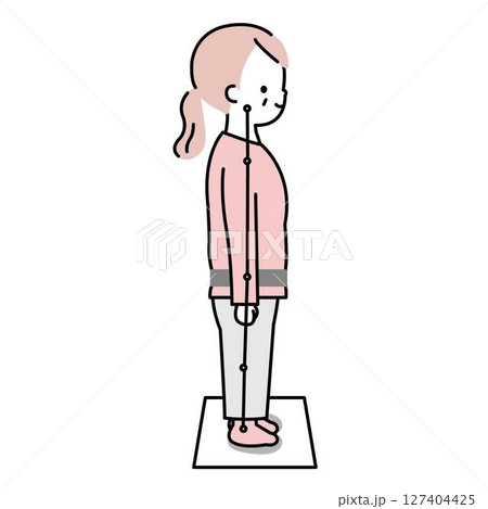 姿勢測定をする女性横向き 127404425