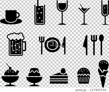 カフェやレストランで使える食べ物・飲み物アイコン 127405550