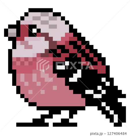 ドット絵 アニマルイラスト ベニマシコのオス ドット絵 アニマルイラスト ベニマシコのオス 127406484