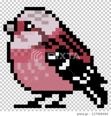 ドット絵 アニマルイラスト ベニマシコのオス ドット絵 アニマルイラスト ベニマシコのオス 127406484